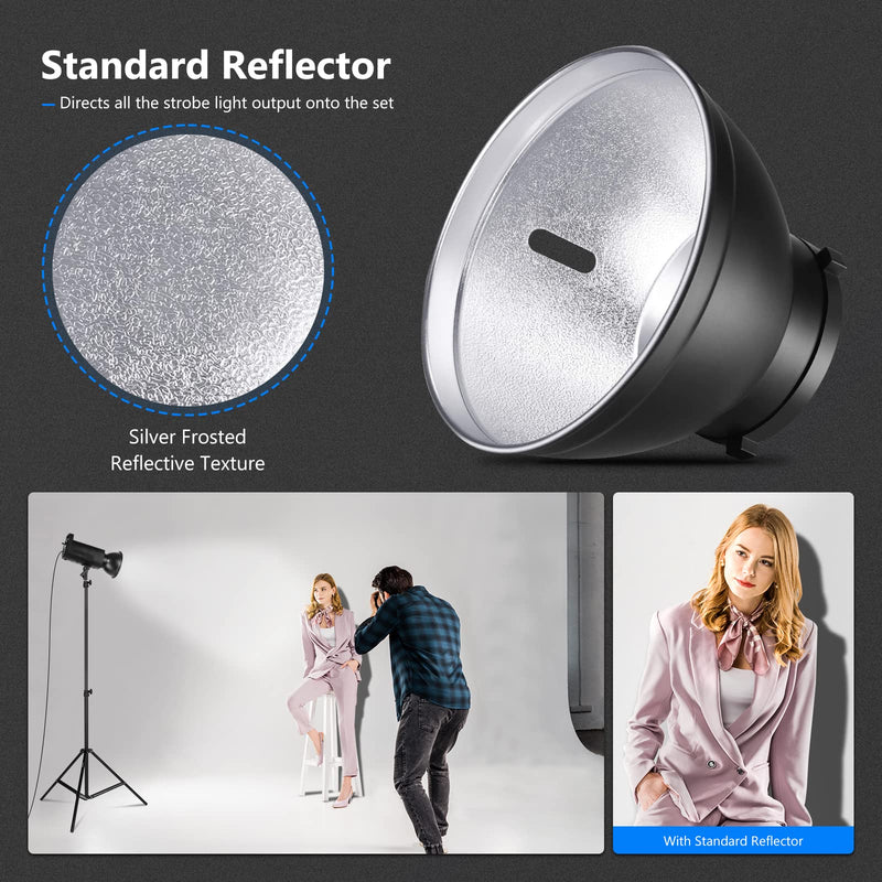 Neewer 7''/18cm Standard Reflector Diffuser Lamp Shade Dish for Bowens Mount Studio Flash Video Light Like Neewer CB60, CB100, CB150, Vision 4, Vision 5, ML300, S101-300W/300W PRO/400W/400W PRO