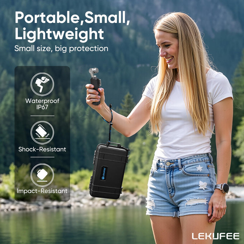 Lekufee Portable Waterproof Hard Case for Xtra Muse Digital Video Camera and Accessories, Shockproof Protective Carrying Storage Case, Black (Case Only)