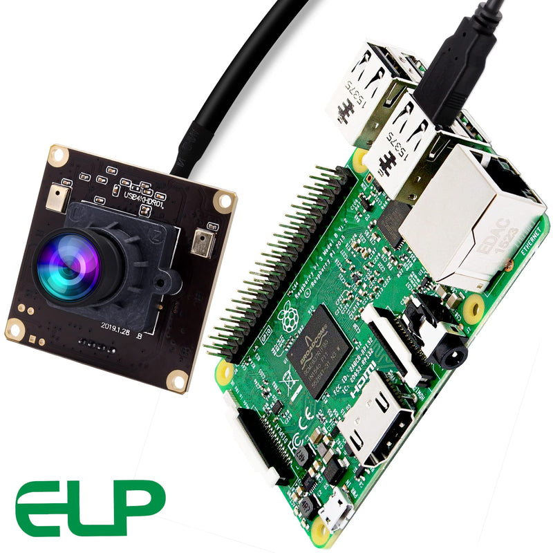 ELP 4K USB Camera Module with Microphone for Computer - 8MP Industrial Lightburn Camera IMX317 - 100 No Distortion Lens 100degree No Distortion Lens