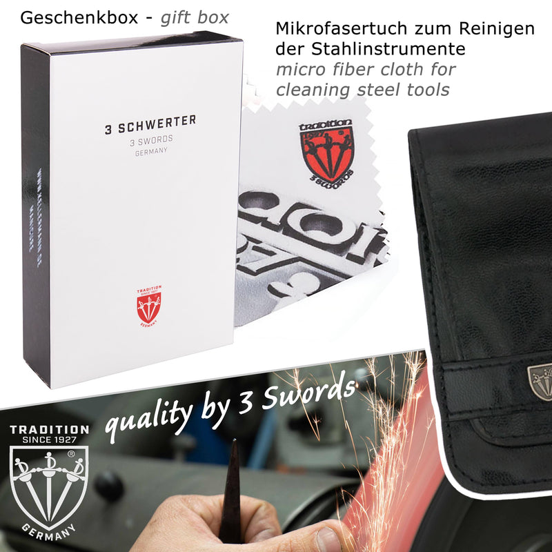 3 Swords Germany - brand quality 6 piece manicure pedicure grooming kit set for professional nail care with black synthetic leather case - Made in Germany SYNTHETIC LEATHER BLACK