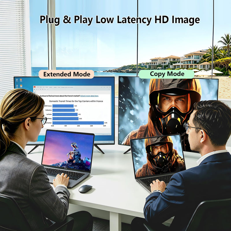 Wireless HDMI Transmitter and Receiver, Plug and Play Extender Kit | Wirelessly transmit video and audio to compatible displays with plug-and-play setup, LED guidance and efficient cooling. Silver