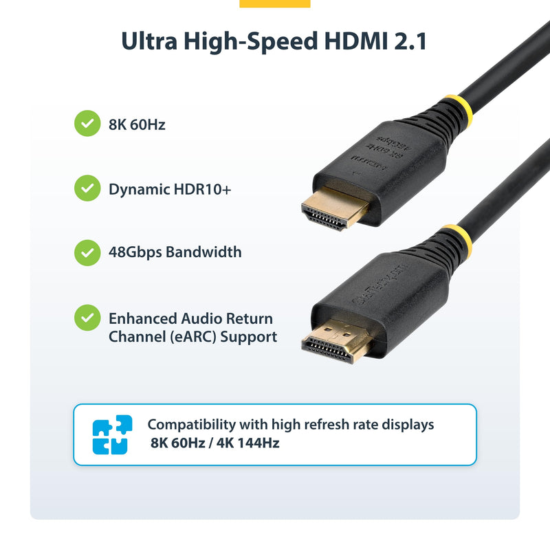 StarTech 15ft Ultra High Speed HDMI Cable, 8K 60Hz, HDR10+, 48Gbps 15 ft