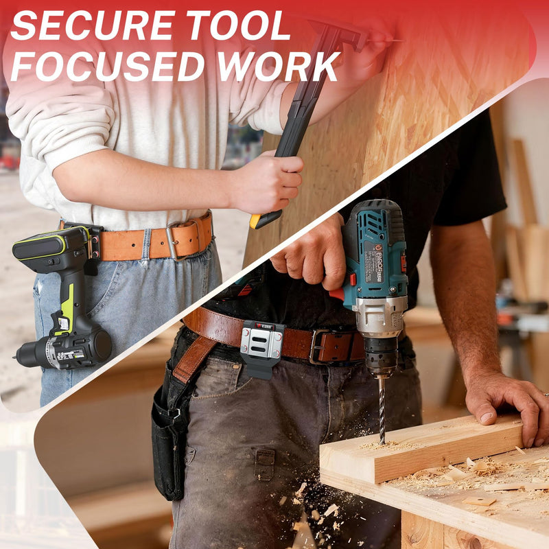 KUNN Drill Holder for Tool Belt, Drill Belt Clip & Tape Measure Holster | Low-Profile Quick-Release Holder | Fits Belts Up to 2.7" | for Impact Driver, Nailer 3