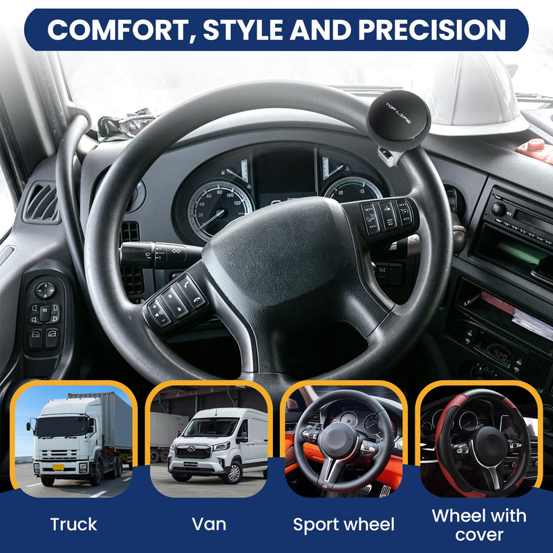 Top Life Truck Steering Wheel Knob - Silicone-Coated for Better Grip - XL Spinner for Thick Wheels - for Heavy Duty, Vans, Pickup Trucks, Semi, Sport Steering Wheels
