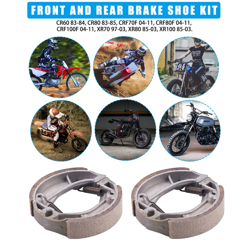 JINGKE Front and Rear Brake Shoes Kit for Honda CR60 XR70 CRF70F CR80 XR80 CRF80F XR100R CRF100F