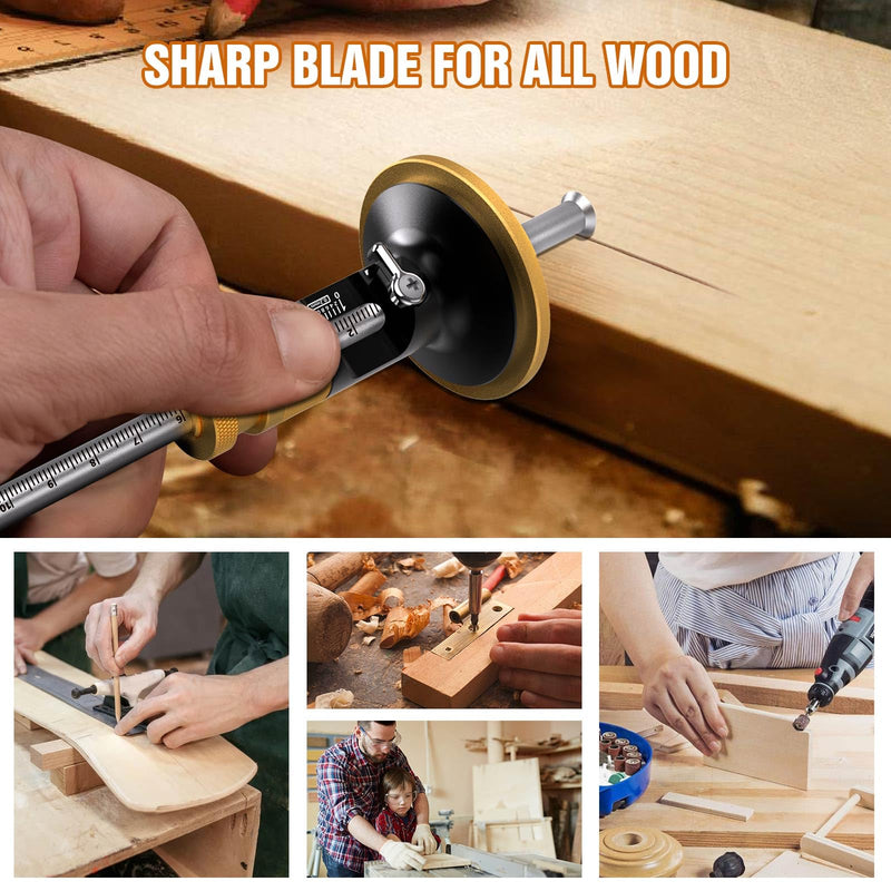 Wheel marking gauge, solid brass marking tool, 0.2mm fine adjustment, draws precise lines, latest roller blade design, an excellent value for everyday carpentry work(Rollable Blade) Rollable Blade marking gauge