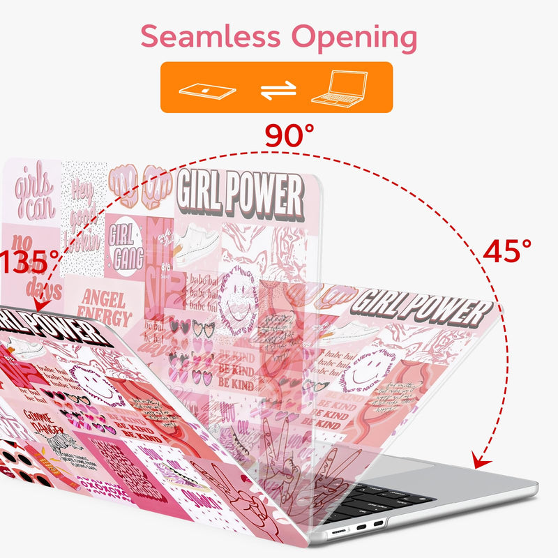 B BELK for MacBook Air 15 inch Case M5/M4/M3/M2/M1 2026 2025 2024 2023 | Pattern Hard Shell Case with Keyboard Cover & Screen Protector, Model A3448 A3241 A3114 A2941, Girl Power Pink Collage
