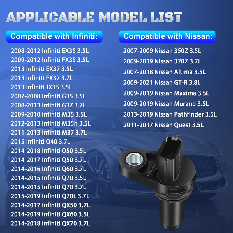 Engine Crankshaft Position Sensor Compatible with Nissan 350Z 370Z Altima Maxima Murano Pathfinder Quest & Infiniti G35 G37 EX35 FX35 M35 Q50 Q60 QX50 QX60 Replaces 23731-JA10B, 23731-JA10C