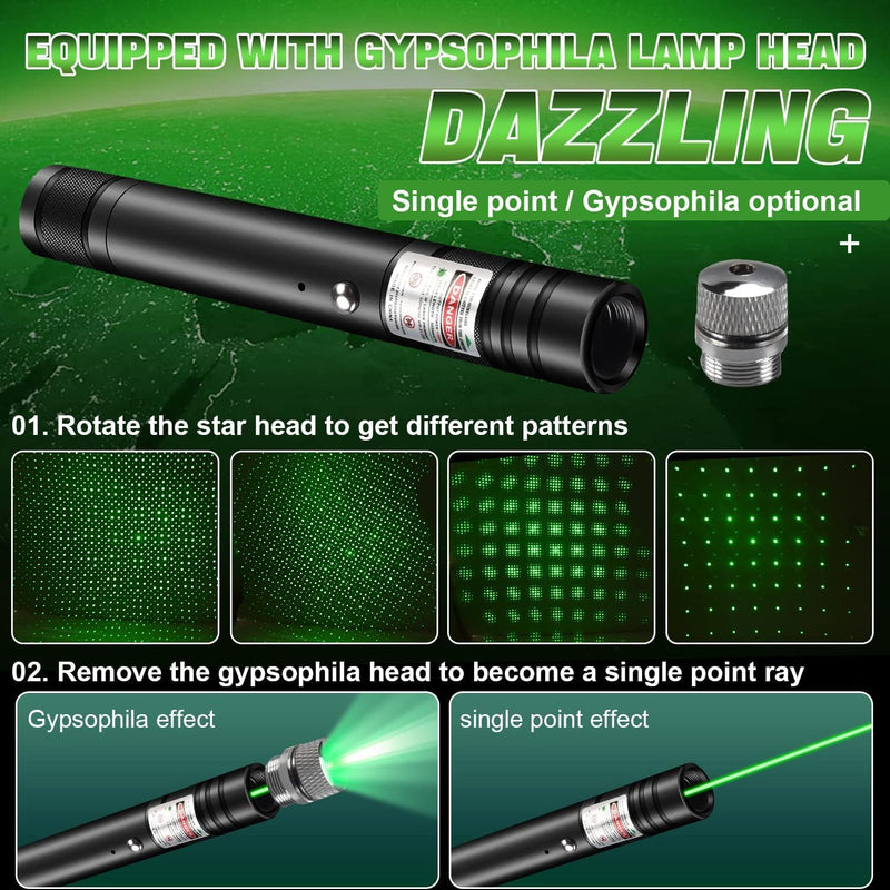 LUEIIN Long Range Laser Pointer 10000 Feet Visible Beam,USB Rechargeable Green Laser Pointer High Power for Presentations