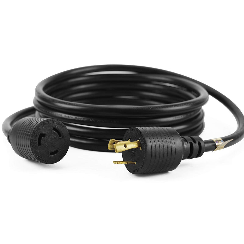 HENGYI L6-20P to L6-20R Heavy Duty Generator Locking Power Cord,Generator Extension Cord, SJTW 12GUAGE,125/250V,20A,Black,3 Prong,10FT