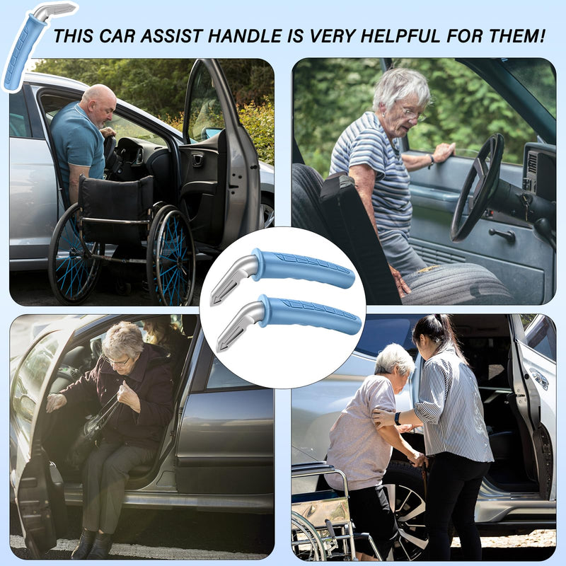 2 Pack Car Door Handle for Elderly Car Handle Assist Portable Vehicle Support Handle for Easy Sit to Stand Assistance Auto Cane for Seniors and Handicapped Supports Up to 450 Pounds Blue