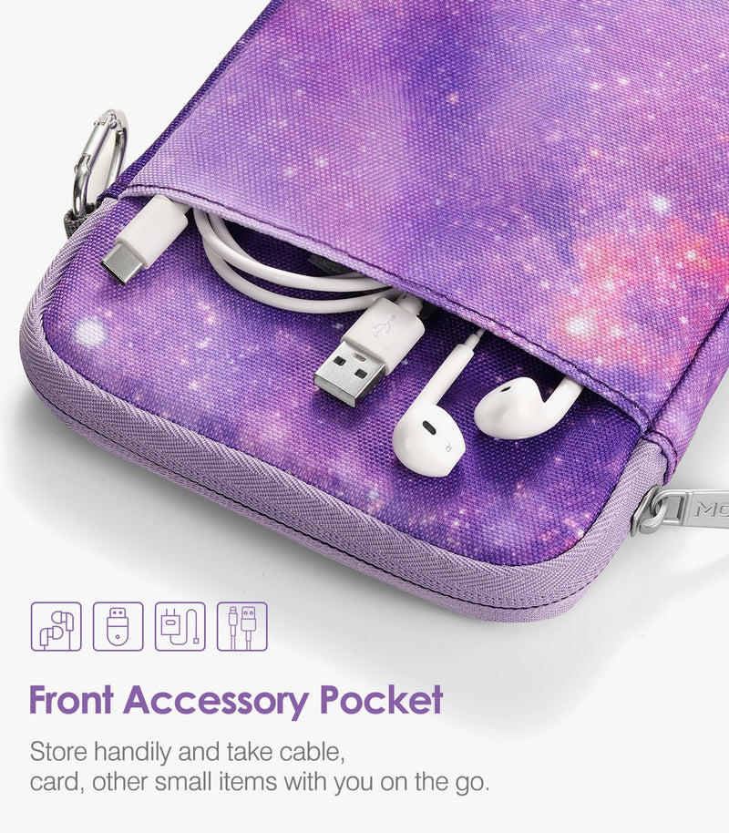 MoKo 6-7 Inch Kindle Sleeve Bag, Protective Nylon Cover Compatible with Kindle Paperwhite 2021, Fire 7 2022, All-New Kindle/Kids (11th Generation) 2022, Kindle Oasis E-Reader, Purple Starry Sky 6.8 inch