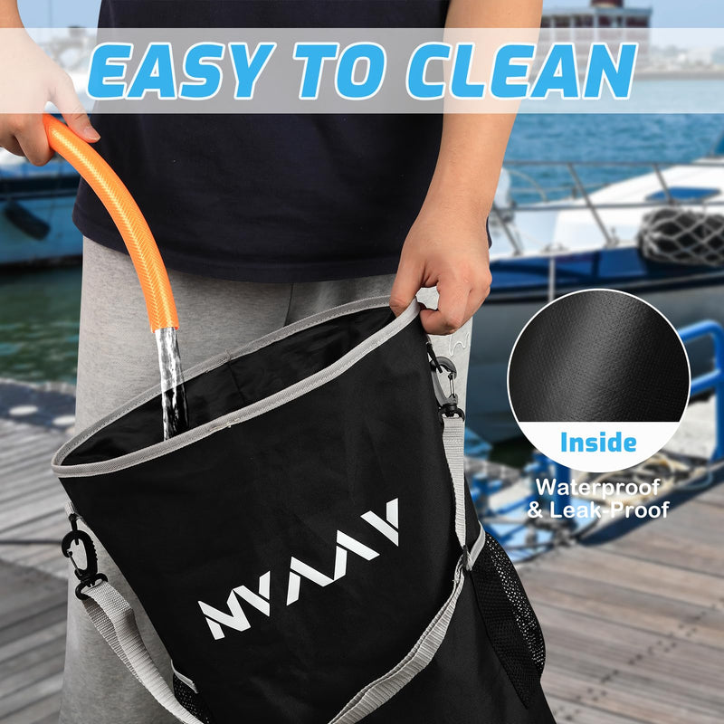 Waterproof Boat Trash Can with 6 Clips, Reusable Boat Garbage Can, Portable Pontoon Boat Accessories for Storage, Leakproof Boat Trash Bag for 10-13 Gal Garbage Bags, Boating, Camping, RV, Kayak