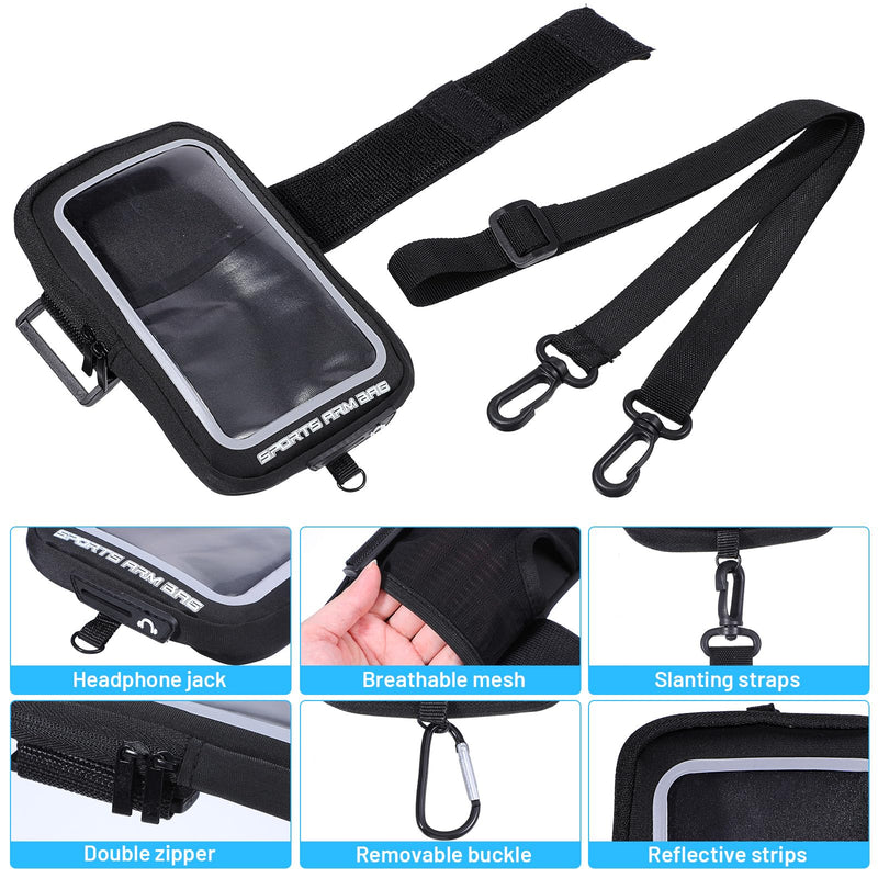 Amabro Wristband Phone Holder for Running, Forearm Armbands with Adjustable Lanyard, Non Slip Clear Crossbody Phone Pouch Purse with Card Slot for Walking Running Workout
