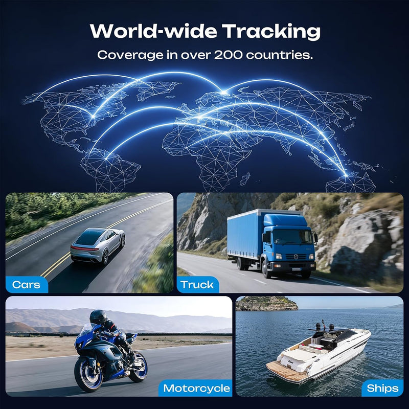 CXK GPS Tracker for Vehicles 4G LTE Global Tracker Device for Vehicles | 180-Day Standby Life Real-Time Alerts Car Tracker, 6-Month Route History, Strong Magnet, IP65 Waterproof, Subscription Needed Black