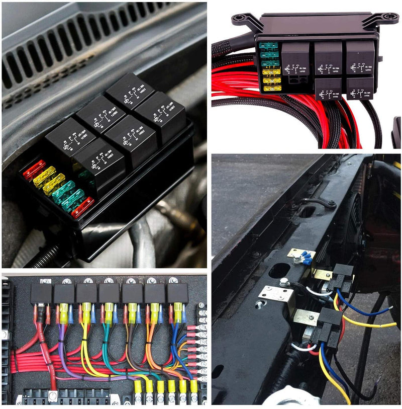 2pcs JD2914 Car Relay Harness 24V 40A 4 Pin SPDT 12AWG Harness Sockets with Built-in Diode for Automotive Truck Van Motorcycle Boat 5pin-24V-2pcs