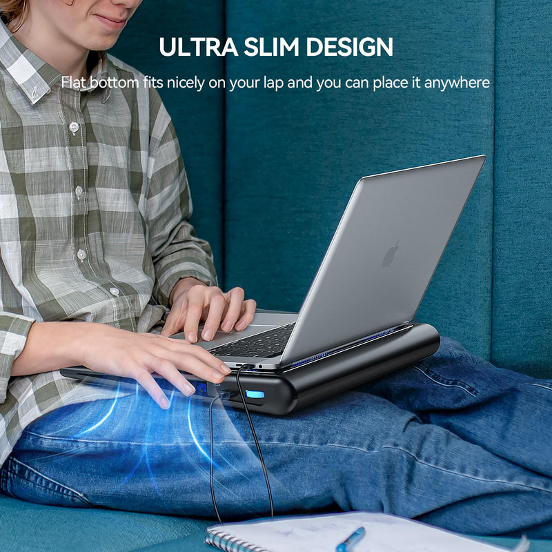 TECKNET Laptop Cooling Pad, 12"-15.6" Laptop Cooler, Gaming Laptop Cooling Stand, Wind Speed Adjustable, 2 USB Powered Laptop Fan Cooling Pad for Laptop Within 16 Inch (Blue) Blue
