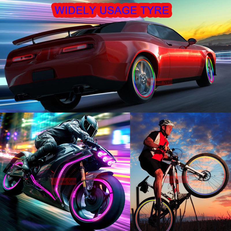Tire Lights for Car LED Bike Wheel Light Flash Lantern Bicycle Firefly Valve Stem Cap Motorcycle Tyre Spoke Lamp Waterproof Decoration Accessories for SUV Truck Golf Cart 4 Red