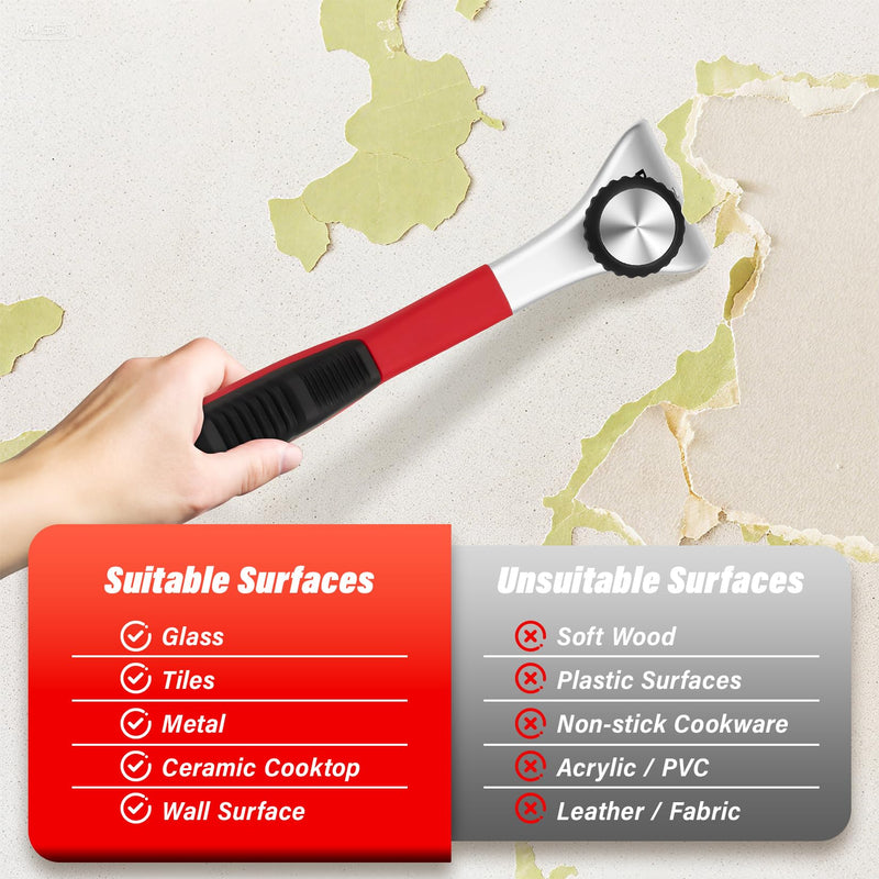 DIYSELF Carbide Scraper Heavy Duty 2-3/8" Paint Scraper Tool for Wood - Ergonomic Carbide Scraper for Removing Glue Floor Varnish Concrete Rust Furniture Wall Metal, Tough Scraper for Woodworking