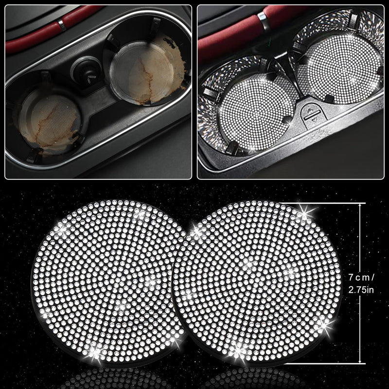 NBTEPEM 8 pcs Bling Car Accessories Set for Women, Steering Wheel Cover, Sparkly Seat Belt Covers, Bling Gear Shift Cover, Universal Fit Most Cars (Silver Diamond) Silver Diamond
