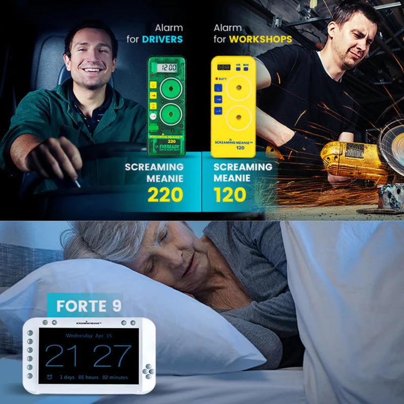 Screaming Meanie TZ-120 Extremely Loud Alarm Timer, Multi-Purpose Timer with 2 Sound Levels Perfect for Heavy Sleepers, Truckers, or Travelers (9v Battery Included) - Green