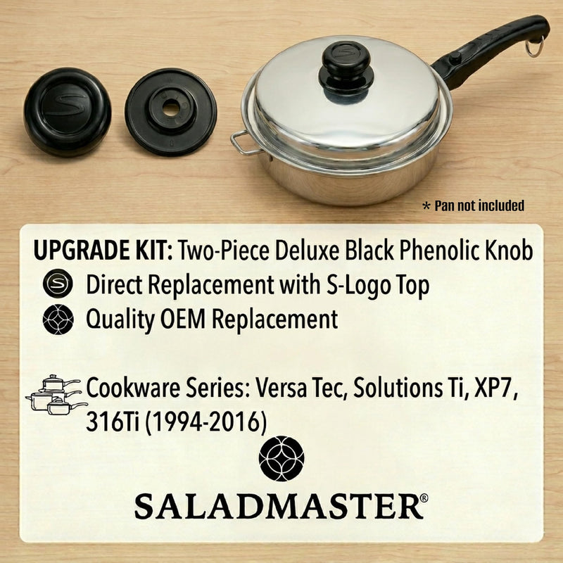 Replacement Lid Knob Kit for Saladmaster Pots Pans Skillets - Cookware Series: Versa Tec, Solutions Ti, XP7, 316Ti (1994-2016)