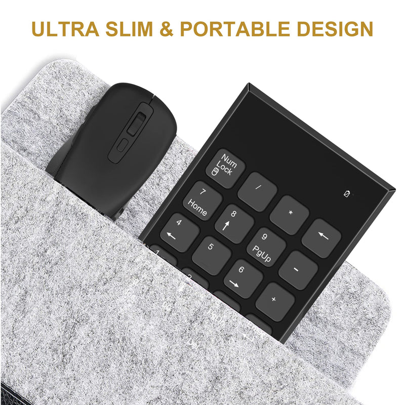 Wireless Number Pad and Mouse, 2.4GHz Ultra Slim 19 Keys USB Wireless Numeric Keypad and 3 Adjustable DPI Silent Mouse for Laptop, Notebook, Desktop, PC Computer