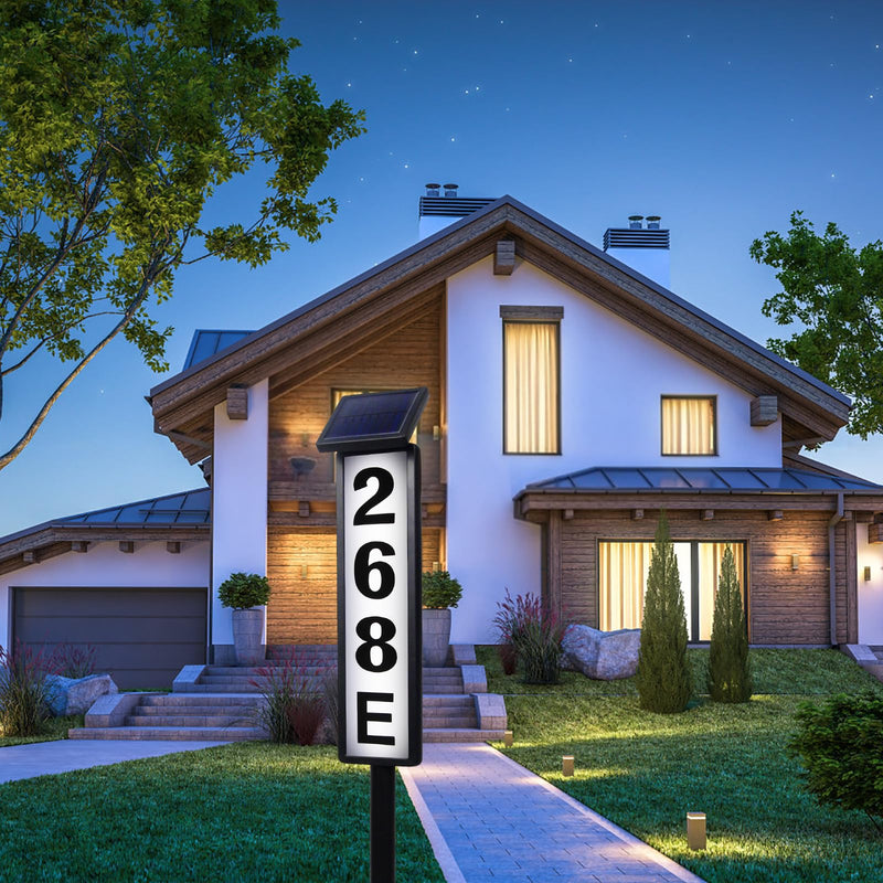 FLSEPAMB Solar Address Sign Lighted Solar House Numbers for Outside Address Plaques for House Address Sign Numbers for House, Yard, Garden, Waterproof Classic style