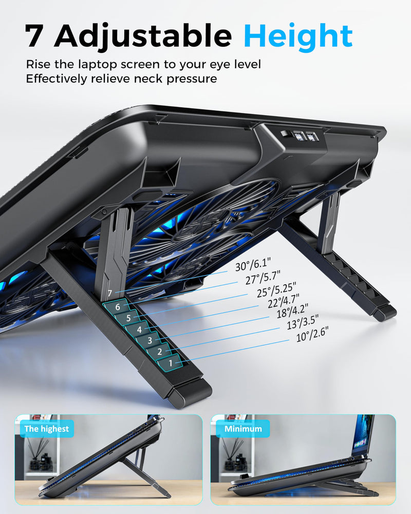 AICHESON 003 Blue Laptop Cooler Pad and K1 12V Gaming Laptop Cooling Pad Set