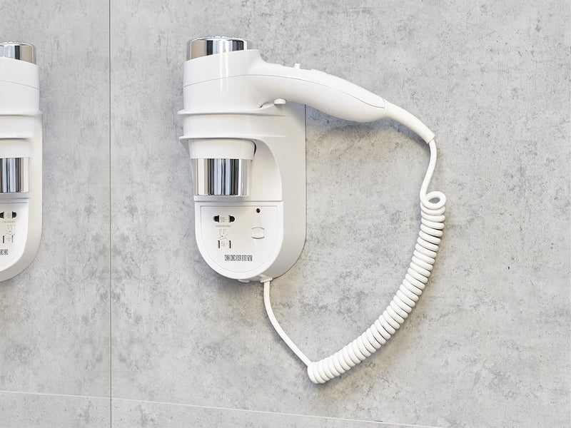 Corby Kendal 1600W Wall Mounted Hair Dryer with Shaver Socket - White