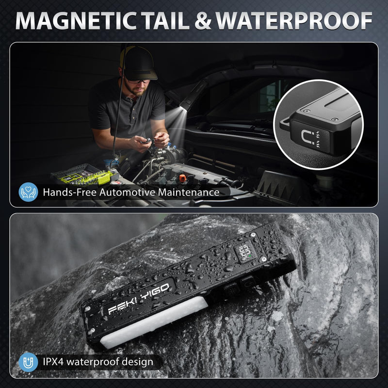 Feki Yigo Flat EDC Flashlight Rechargeable - 1800 Lumens LED Pocket Flashlight with 365nm UV Light, RGB Modes, Magnetic Base, Digital Display,IPX4 Waterproof for Camping, Emergency, Mechanics (Grey) Gray