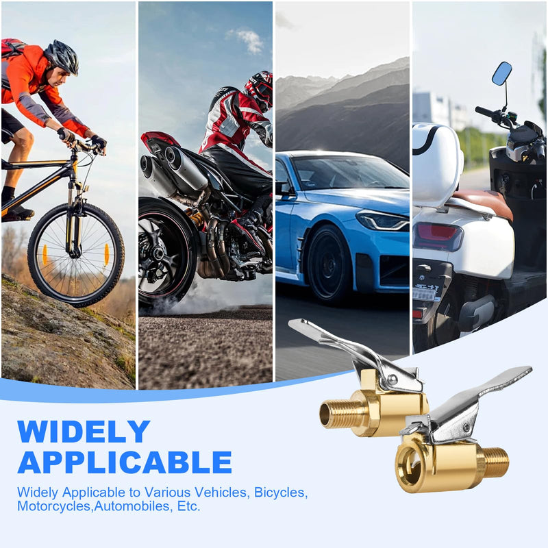 Suaika Brass Tire Inflation Hose Adapter, Locking Tire Air Chuck, Threaded Twist Connection Converts to Locking, No Leak Air Compressor Pump Clamps On Tire Chuck with Tire Valve Tire Nozzle 2pcs