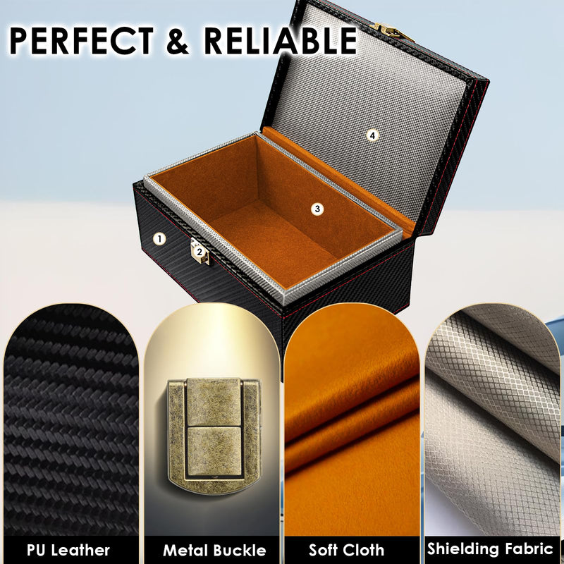 Faraday Box for Car Keys, Faraday Key Fob Protector Box, Anti Theft Car Keys Faraday Cage, Keyless Entry Protector Faraday Pouch for Key fob, RFID Signal Blocking Box(Black,S) Small (Capacity5-9 Keys) Black