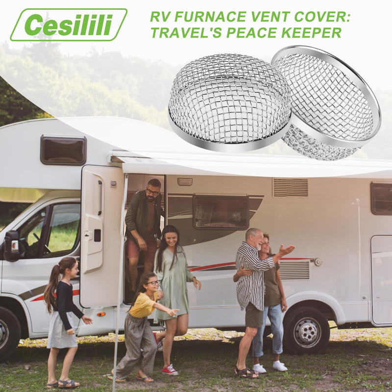 2PCS RV Furnace Vent Screen with Premium Stainless Steel, RV Heater Vent Cover with Installation Tool