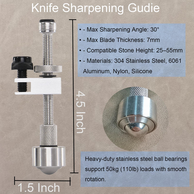 SG01 Knife Sharpening Angle Guide Adjustable 0° to 30° for Sharpening Knives on Whetstone/Daimond Stone, Scrolling Knife Sharpener Jig, Fidget Toys Gift for Blade-Loving Men (2, Silver) 2