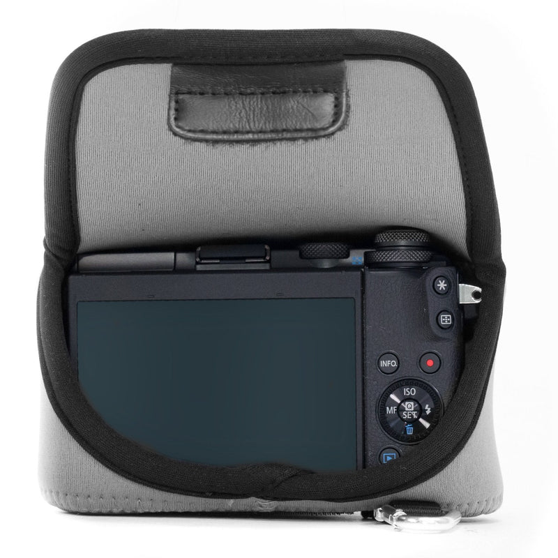 MegaGear Olympus PEN E-PL9, E-PL8 Ultra Light Neoprene Camera Case, with Carabiner - Gray - MG1018