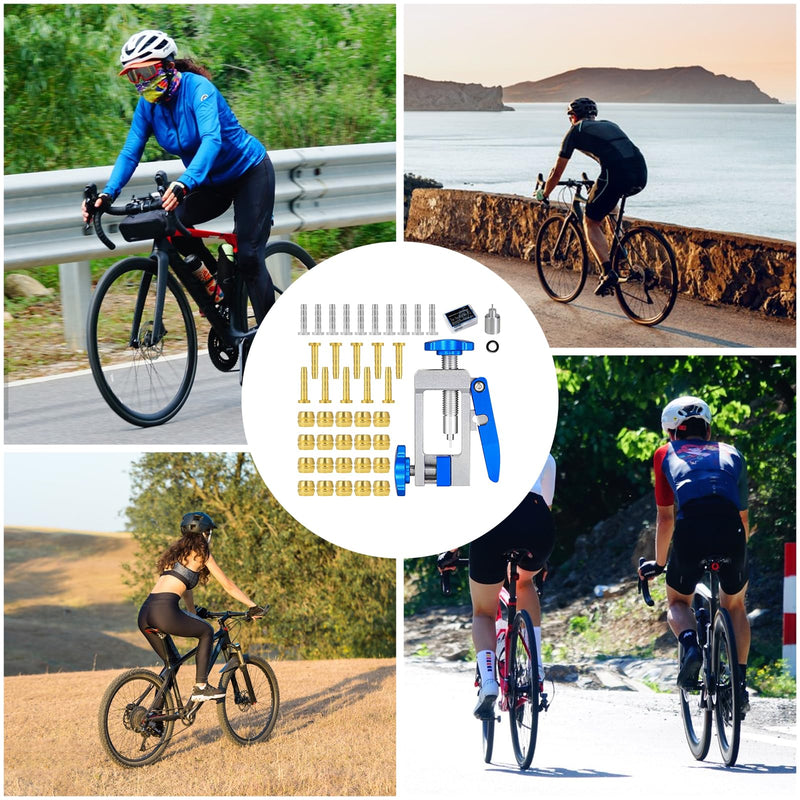 Bike Hydraulic Brake Kit, Bicycle Needle Insertion Tool Bike Hydraulic Disc Brake Hose Line Cutter and Needle Barb Driver Head Brake Lines Tubing Entry Device PRO-04 + Olive Connector