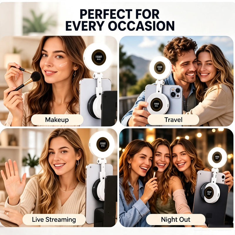 Selfie Light, Phone Light with 3 Lighting Mode, Portable Phone Ring Light for Makeup, Tiktok, Live Stream, Rechargeable Clip Video Light for iPad/Camera/Laptop (White) White