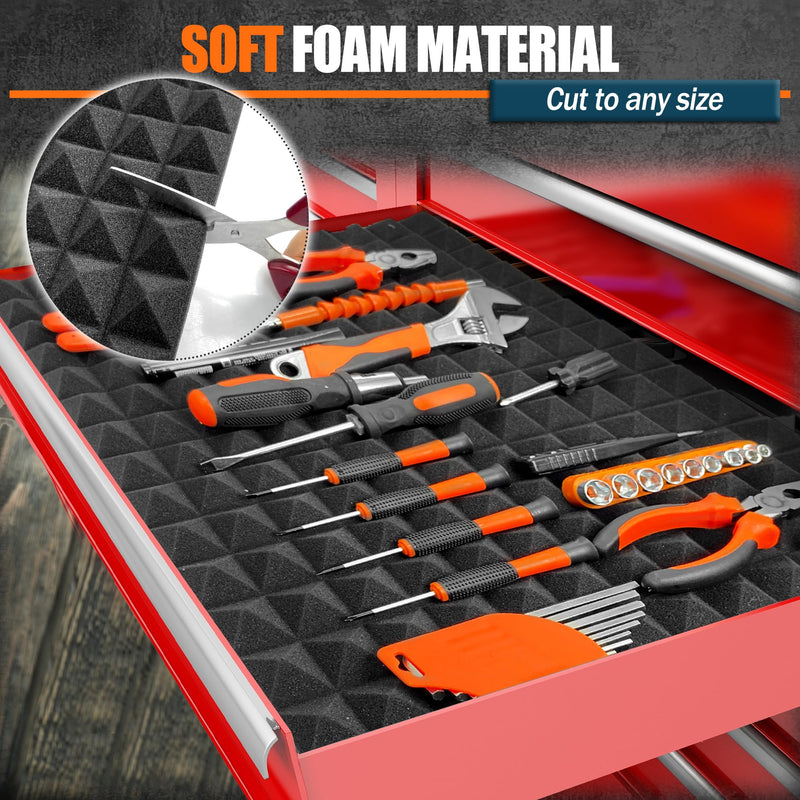 4PCS 23.8" X 15.8" Tool Box Liner, Trap Mat Universal Tool Drawer Liner, Non-slip Toolbox Drawer Liners, Professional Foam for Cabinet, Shelf, Workbench