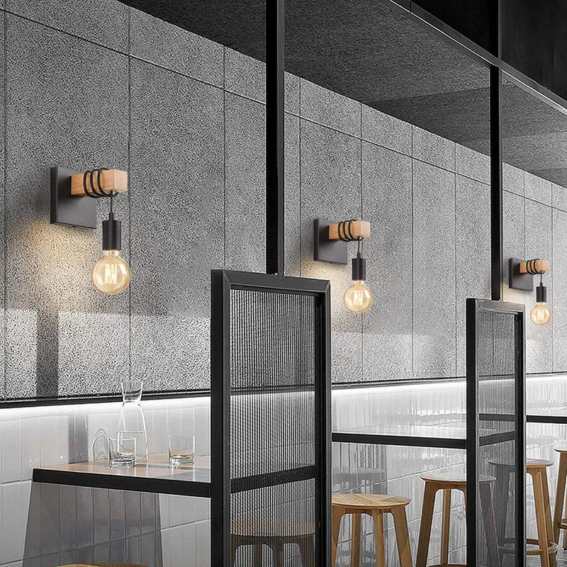 Lightess Black Wall Sconces Dimmable, Edison Wall Light with ON/Off Dimmer Switch, 1-Light Industrial Farmhouse Wall Lamp for Barn Kitchen, Living Room, LG9928784
