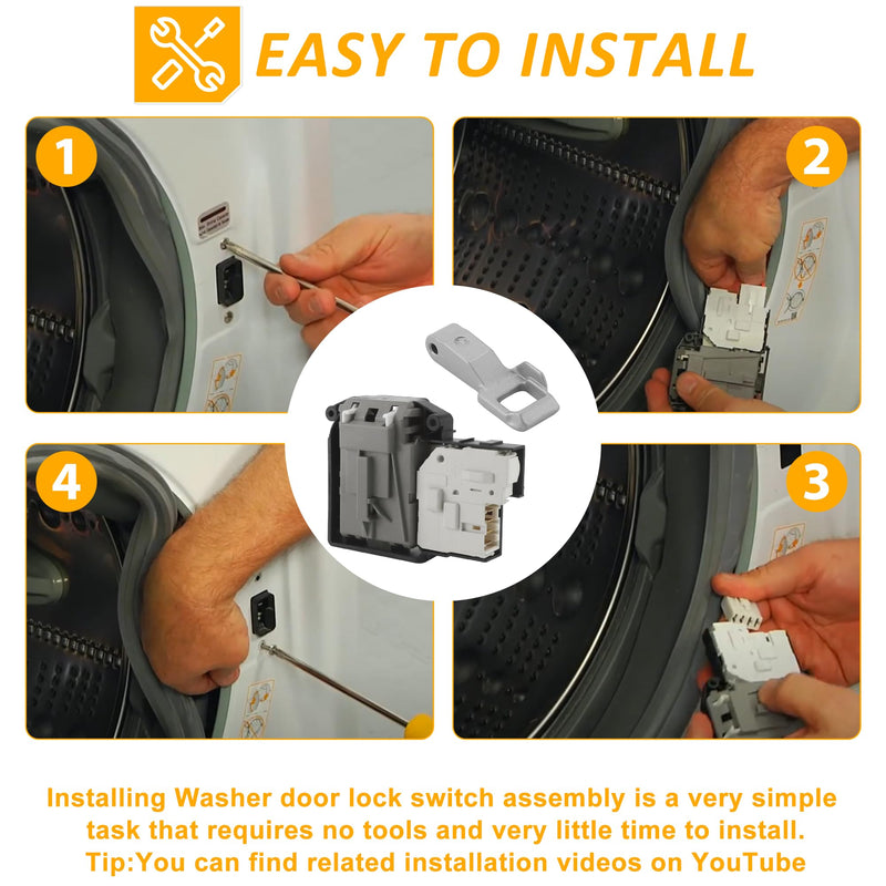 EBF61315802 Washer Door Lock Switch with MFG63099101 Strike for L.G Washer WM4000HWA WM3770HVA WM3080CW WM3670HVA WM3500CW WM8000HVA WM3600HVA by TOMOON