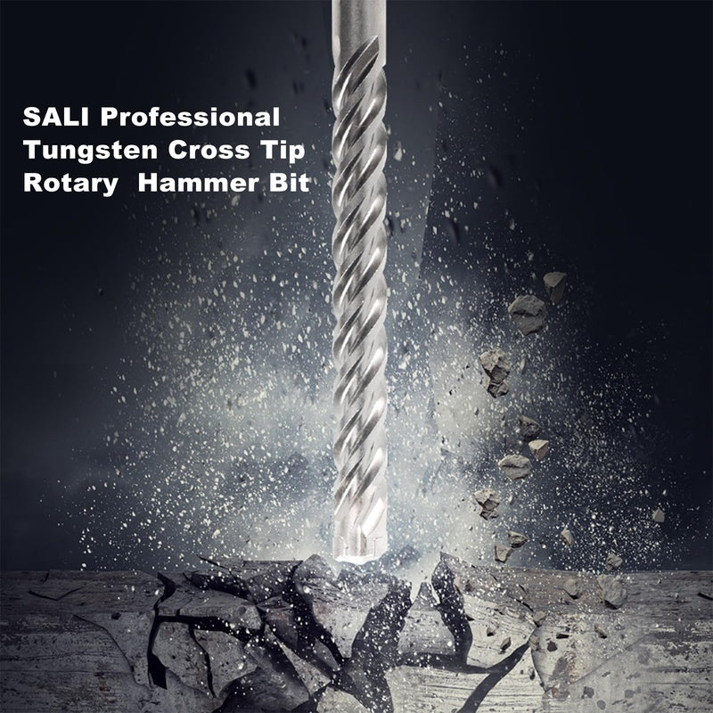 SALI SDS Plus Rotary Hammer Drill Bit 2 Pcs 1/2"*24" Concrete Drill Bit Kit Cross-Type Double Thread Carbide Material Suitable for Concrete, Brick, Cement Walls, Stone, Hammer Drill Bits for Concrete 1/2 in*24 in