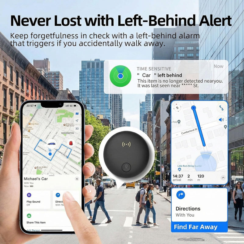 GPS Tracker for Vehicles, Real-Time Tracking for Cars w/Magnetic | No Monthly Fee / No SIM Card, Works with iOS Find My, Mini Hidden GPS Tracking Devices for Cars/Motorcycle/Bikes, Black
