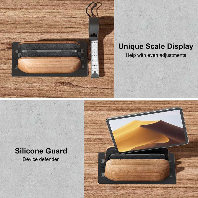 UPERGO Vertical Laptop Stand, Dual Slot Wooden Laptop Holder Vertical for Desk, Width Adjustable Dock for MacBook Pro and Other Laptops Black Walnut