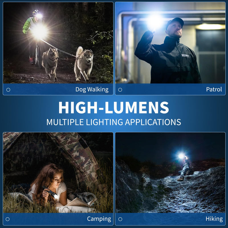 Flashlight Rechargeable Flashlights High Lumens, 99,000 LM Bright LED Flashlight Powered Flash Light, USB Rechargeable Flashlights & Waterproof Handheld Flash lights for Home Camping Hiking(2 Pack) Small