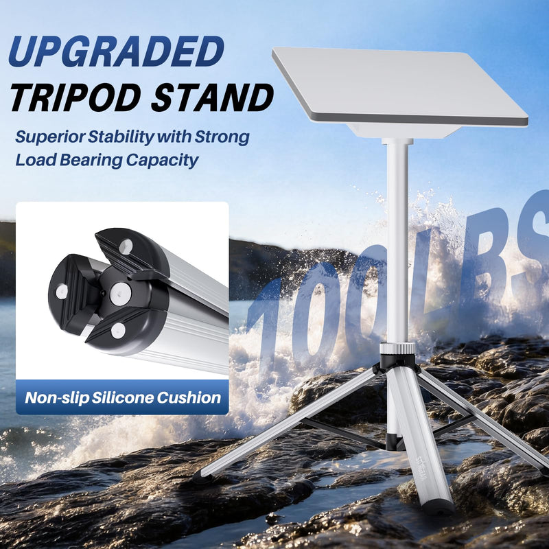 Starlink Mini Tripod Mount, All Aluminum Portable Starlink Mini Mount, Stable Tripod Stand Compatible with SL Mini/V5 Pipe Mount Adapters, Starlink Mini Kit for RV Travel Camping Boat Silver
