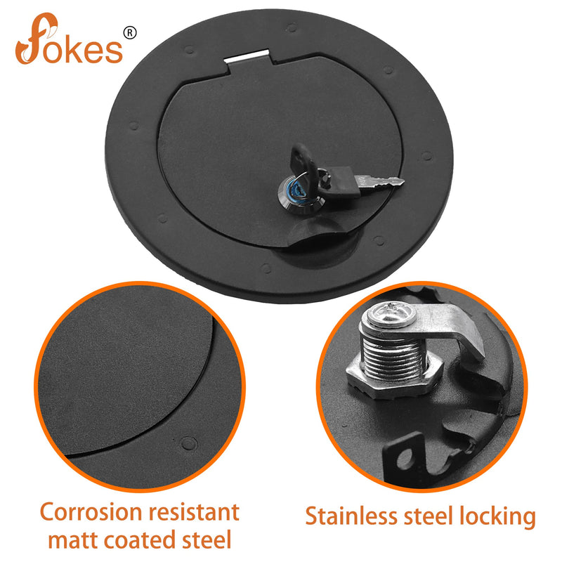 Locking Fuel Gas Tank Cap Cover Black for 2007-2017 Jeep Wrangler JK & Unlimited 4-Door 2-Door （Aluminium） JK01