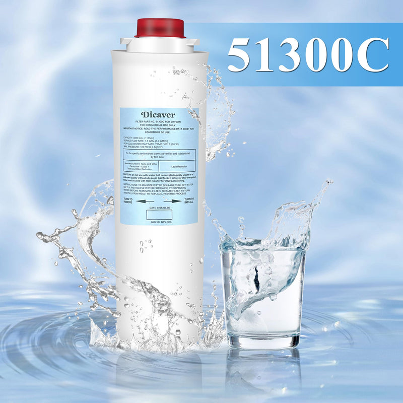 51300C Water Filter, Replacement for Elkay 51300C EWF3000 Filters By NSF/ANSI 42 Certified, Compatible with Ezh2o Filter Replacement Bottle Stations, High Capacity Filter 3000 Gallon (No Chip) Pack of 1 11-3/5 in