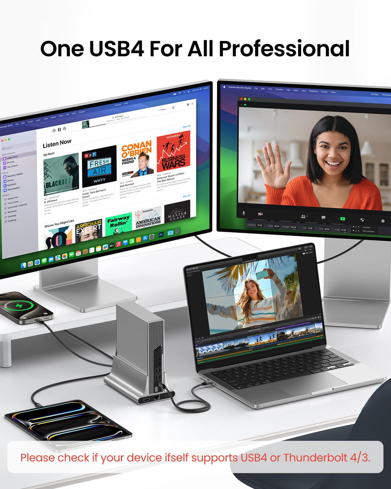 Silkland USB 4 Cable for Thunderbolt 4 Cable, 40Gbps Data Sync, 8K/5K@60Hz, 4K@240Hz, 240W Charging, NetBraid-48 USB C Monitor Cable 5FT, Compatible for MacBook, iPhone 17/16, Monitor, SSD, Docking