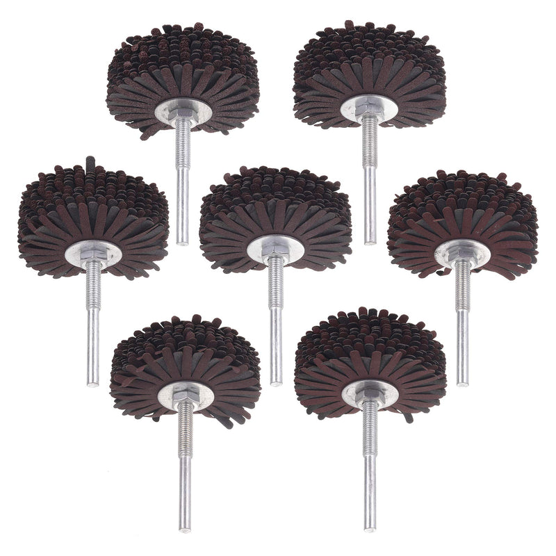 Rocaris 7 Pack Abrasive Cloth Flap Wheel 1/4-Inch Shank for Woodworking Root Carving Furniture Polishing 80, 120, 150, 180, 240, 320, 400 Grit